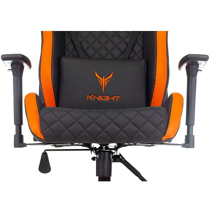 Кресло игровое Бюрократ "Knight Outrider", экокожа, металл, черный, оранжевый, ромбик - 6