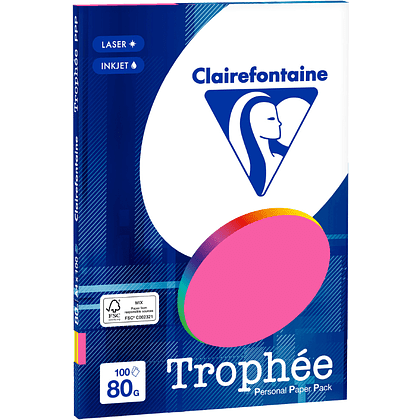 Бумага цветная "Trophée", А4, 100 листов, 80 г/м2, ассорти неон