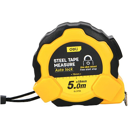 Рулетка Deli YS EDL3796, 5 м х 19 мм, желтый, черный