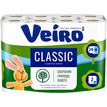 Бумага туалетная "Veiro Classic", 2 слоя, 24 рулона