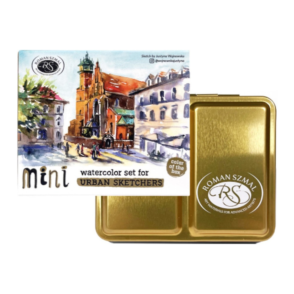 Краски акварельные "Aquarius. Mini Urban Sketcher set", 8 цветов, полукюветы, коробка, золотая