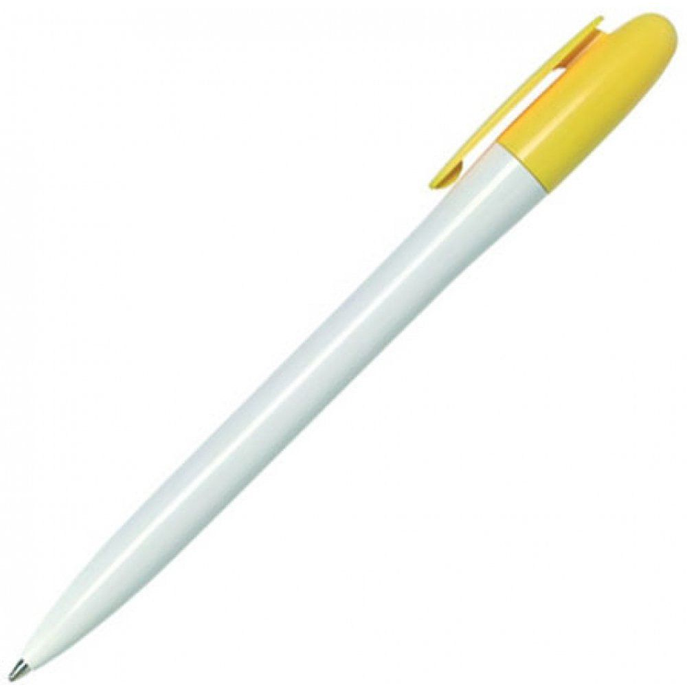 Ручка шариковая автоматическая "Bay BC", 1.0 мм, белый, желтый, стерж. синий