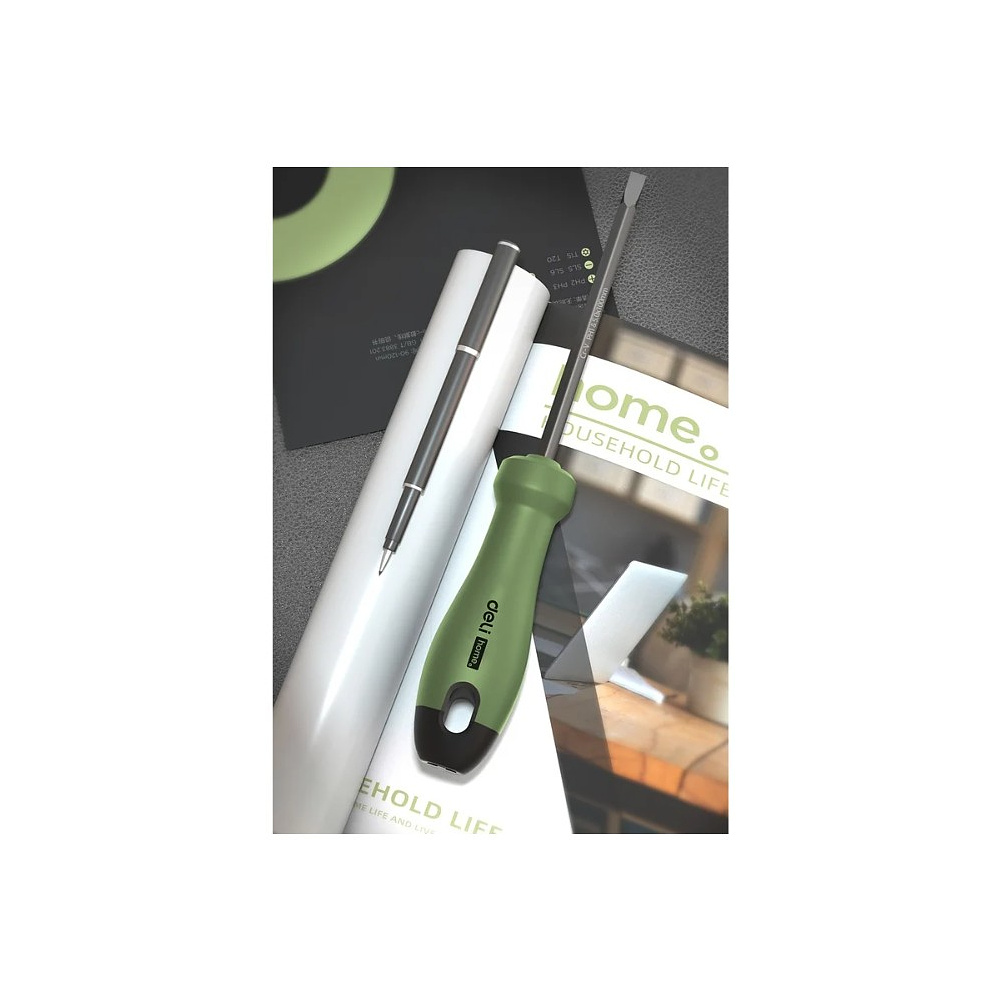 Отвертка "Deli Home" крестовая PH1*100 мм., зеленый - 2