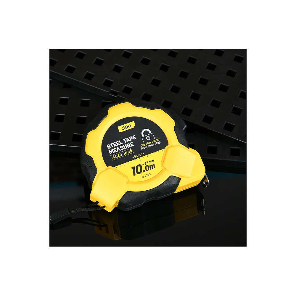 Рулетка Deli YS EDL3799, 10 м х 25 мм, желтый, черный - 10
