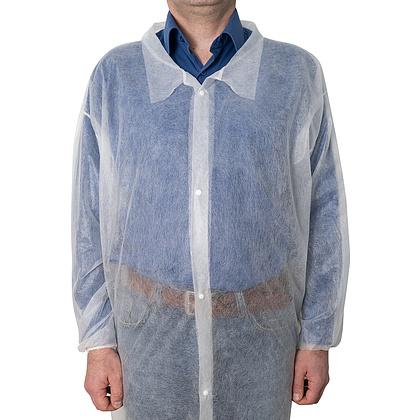 Халат одноразовый спанбонд на кнопках, 25 г/м2, размер 3ХL, 10 шт/упак, белый