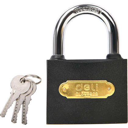 Замок навесной Deli YS EDL508909, 75 мм, автомат, 3 ключа, защита от влаги