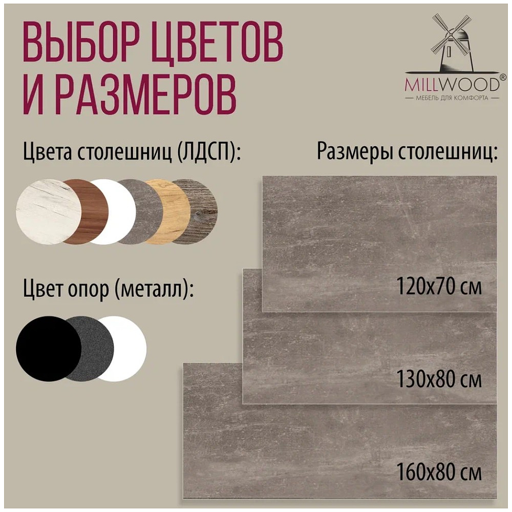 Стол письменный Millwood Лофт Сиэтл (ДТ-5), 1600х700 мм, бетон, графит - 10