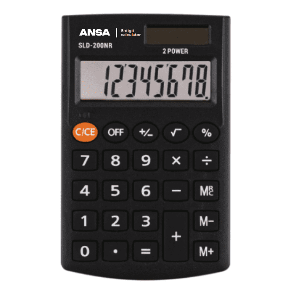 Калькулятор карманный Ansa "AN200NR", 8-разрядный, черный