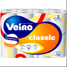 Бумага туалетная "Veiro Classic", 2 слоя, 24 рулона