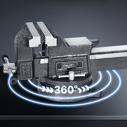 Тиски стальные Deli YS EDL2906Z, поворотные, с наковальней, 6"-150 мм - 4