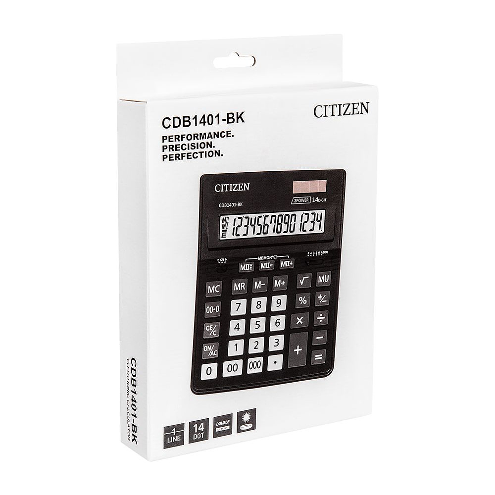 Калькулятор настольный Citizen "CDB1401-BK", 14-разрядный, черный - 2