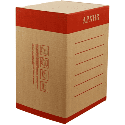 Коробка архивная "Эко", 200x327x240 мм, бурый, красный - 2