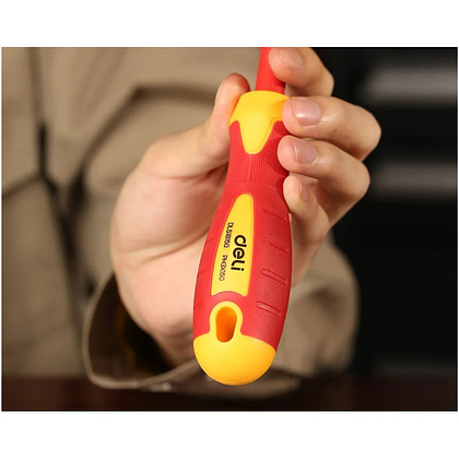 Отвертка диэлектрическая Deli YS EDL518150, PH3х150 мм, желтый, красный - 4