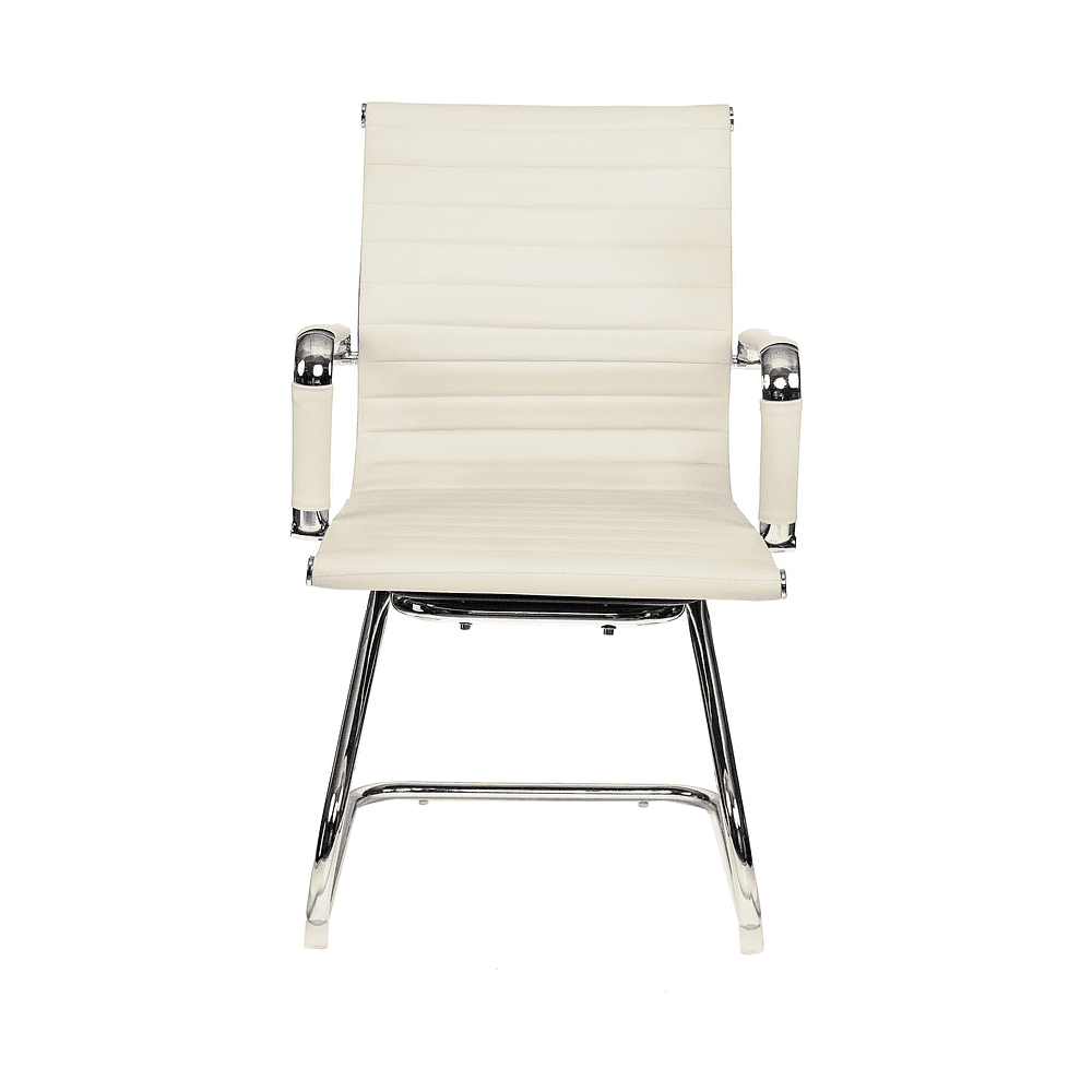 Кресло на полозьях "Бюрократ CH-883-LOW-V", экокожа, слоновая кость, металл хром - 4