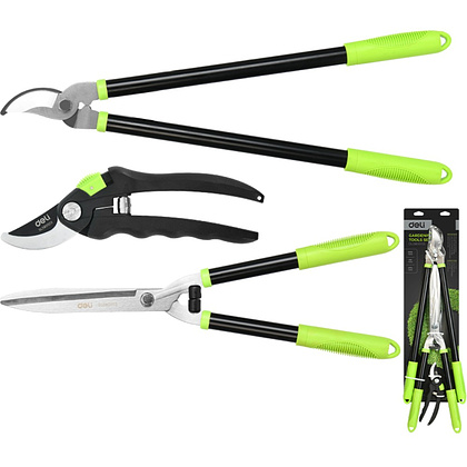 Набор садовых инструментов Deli "EDL580003", 3 предмета (кусторез, сучкорез, секатор), зеленый, черный  - 2