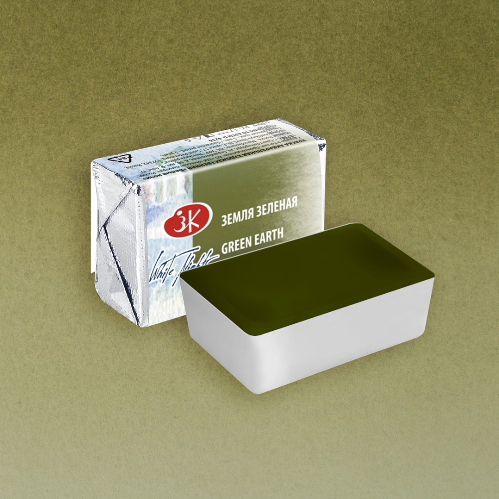 Краски акварельные "Белые ночи", 730 земля зеленая, кювета - 2