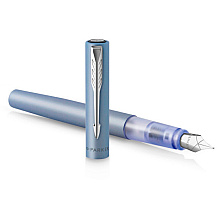 Ручка перьевая Parker "Vector XL" Silver Blue, M, серебристый, патрон синий