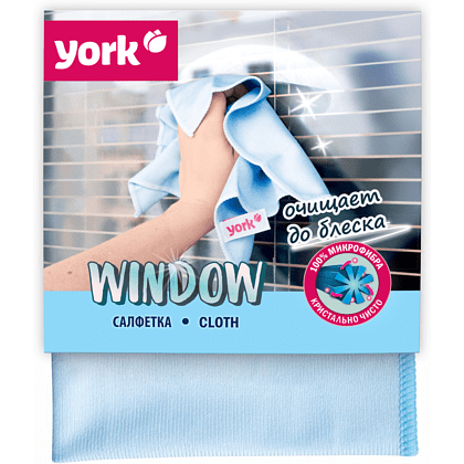 Салфетка для окон и стекла из микроволокна "YORK Window" 30 x 30 см, голубой - 3