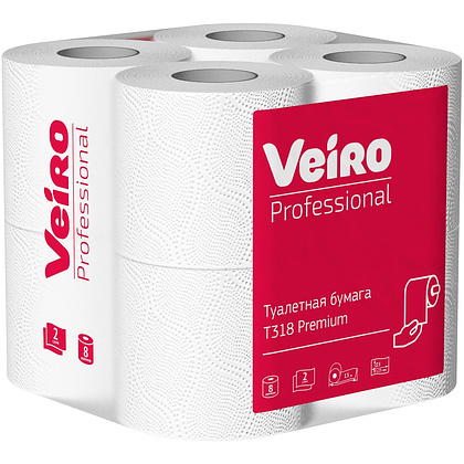 Бумага туалетная Veiro Professional Premium, в стандартных рулонах, 8 рул, 15 м, 2 слоя - 3