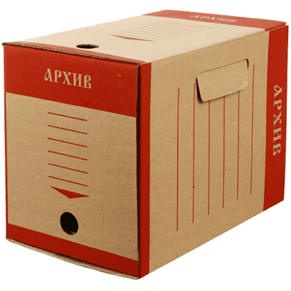 Коробка архивная "Эко", 200x327x240 мм, бурый, красный - 4