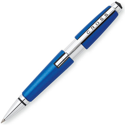 Ручка-роллер "Cross Edge", 0.7 мм, синий, серебристый, стерж. черный