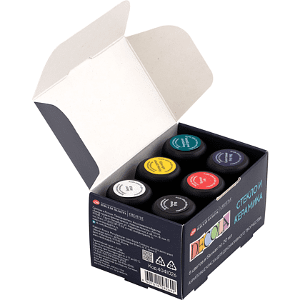 Краска акриловая по стеклу и керамике "Декола", набор 6 цветов, 20 мл, банки - 4