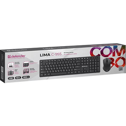 Клавиатура + мышь Defender Lima C-993, беспроводная, черный - 8