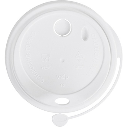 Крышка пластиковая для стаканов d=80 мм, для горячих напитков, 50 шт/упак, флип-топ, белый - 2