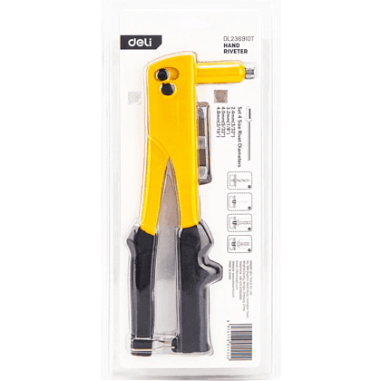 Заклепочник одноручный Deli YS EDL236910T, 270 см, 2.4-4.8 мм, заклепки в комплекте - 7