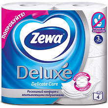 Бумага туалетная "Zewa Deluxe", 3 слоя, 4 рулона
