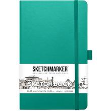 Скетчбук "Sketchmarker", 13x21 см, 140 г/м2, 80 листов, изумрудный