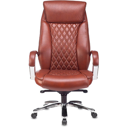 Кресло для руководителя Бюрократ T-9924SL, кожа, металл, светло-коричневый - 2