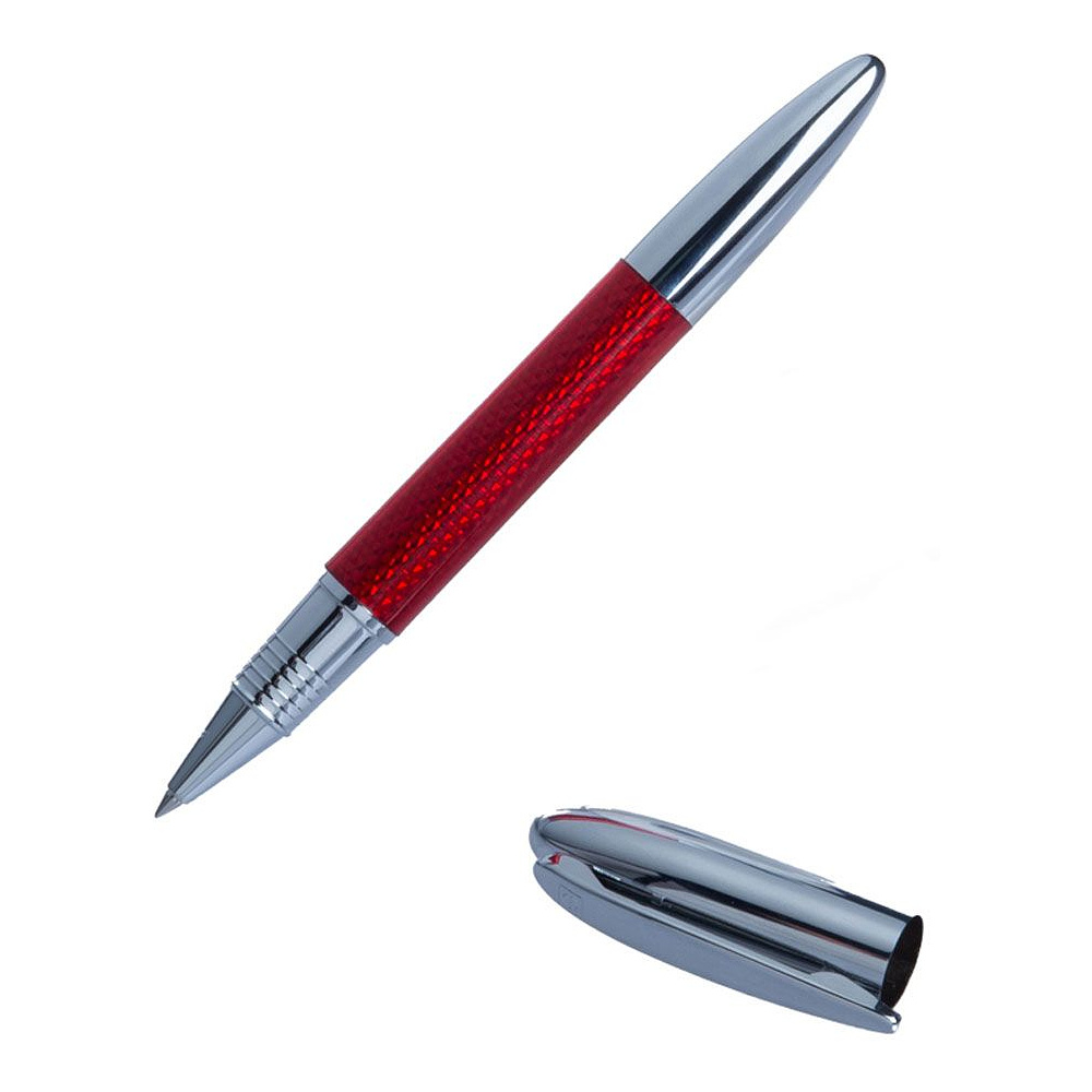 Ручка-роллер "Senator Solaris", 0.5 мм, красный, серебристый, стерж. синий - 3
