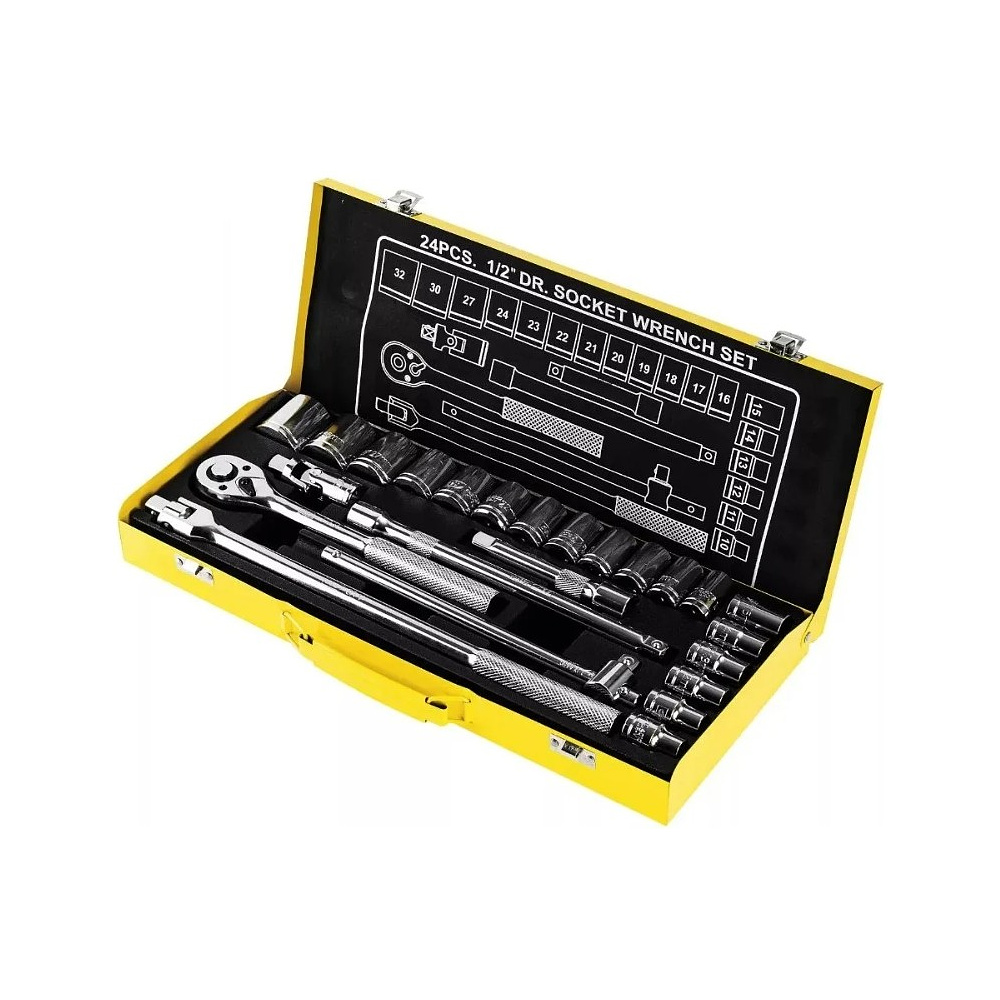 Набор головок торцевых Deli YS EDL2024T, 24 предмета, кейс, желтый