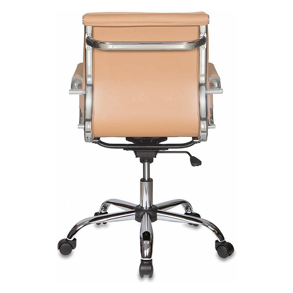Кресло для руководителя "Бюрократ CH-993" низкая спинка, кожзам, хром, светло-коричневый - 4