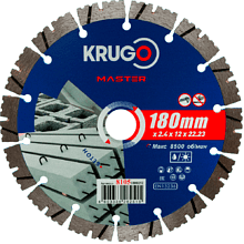 Круг алмазный по бетону Krugo Master, 180х22.23 мм, турбосегментный