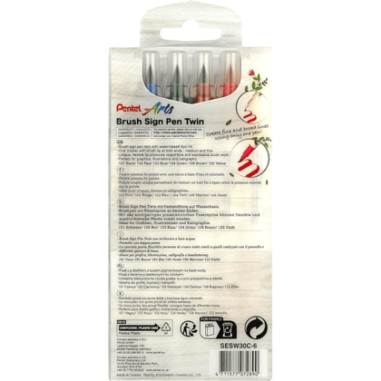 Маркер-кисть "Brush Sign pen twin", 6 шт - 2