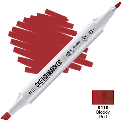 Маркер перманентный двусторонний "Sketchmarker", R110 красный кровавый