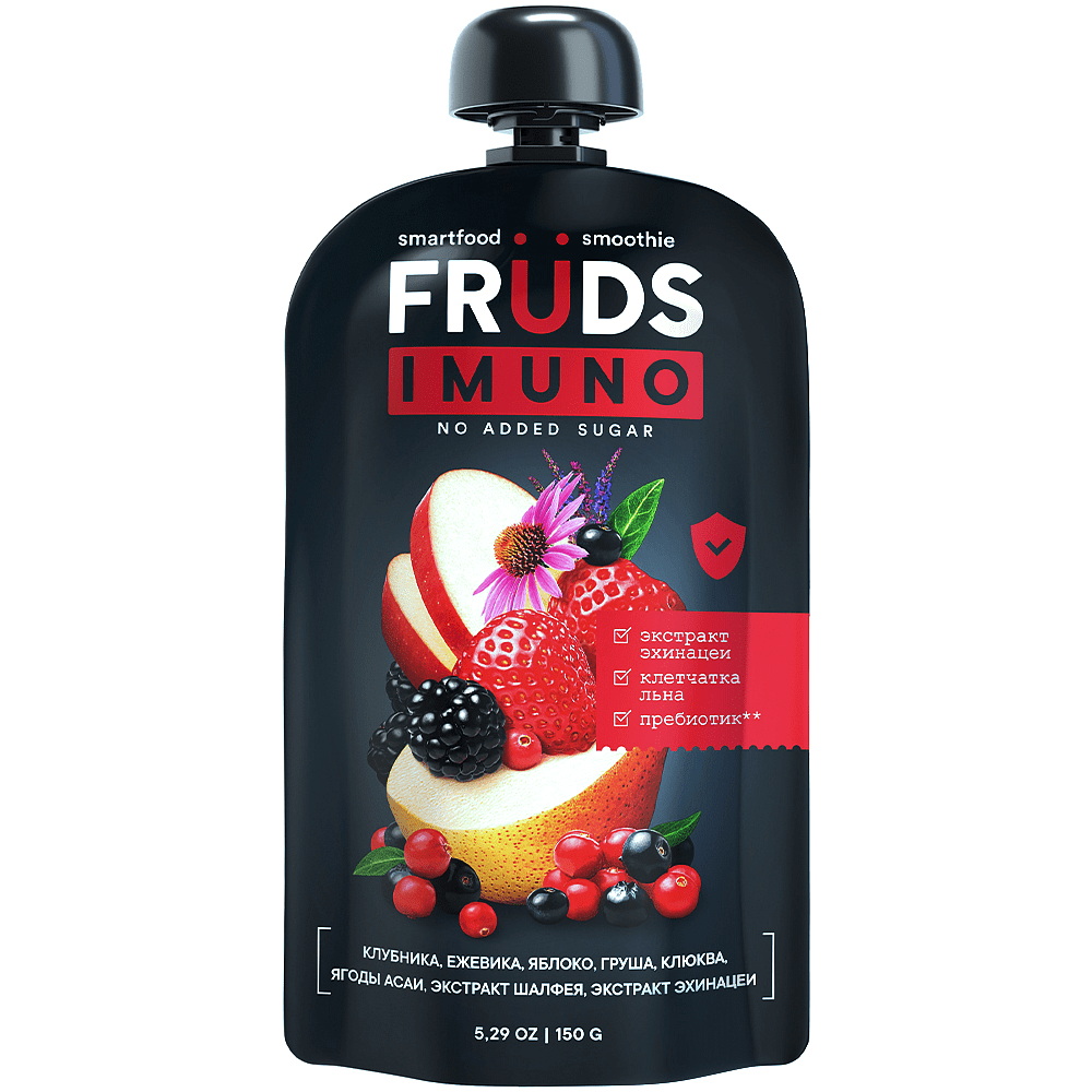 Пюре фруктовое "Smartfood smoothie fruds", вкус груша, яблоко, клубника и ежевика