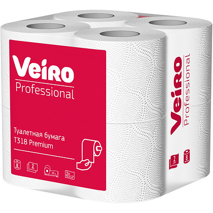 Бумага туалетная Veiro Professional Premium, в стандартных рулонах, 8 рул, 15 м, 2 слоя - 2