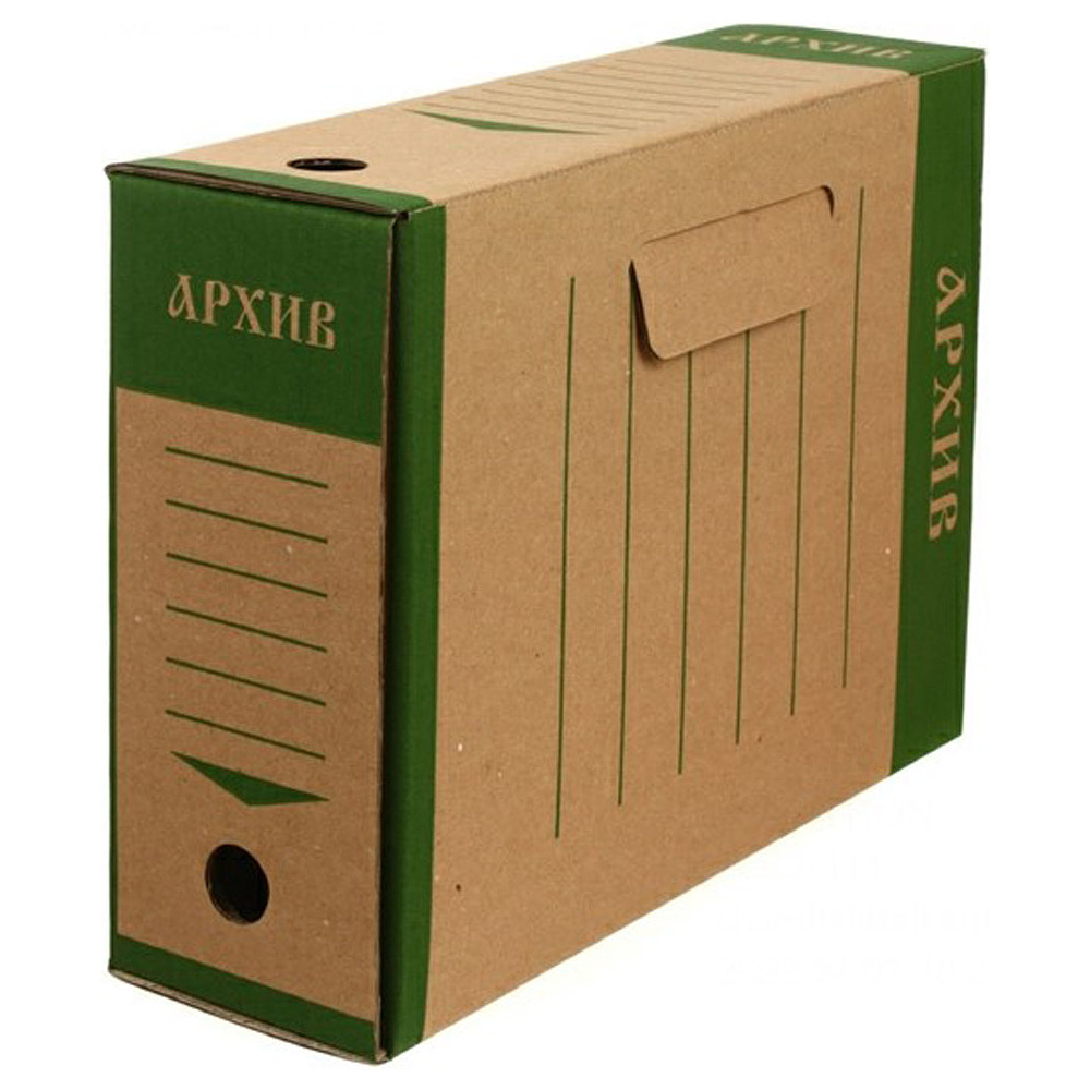 Коробка архивная "Эко", 100x327x240 мм, коричневый, зеленый - 2