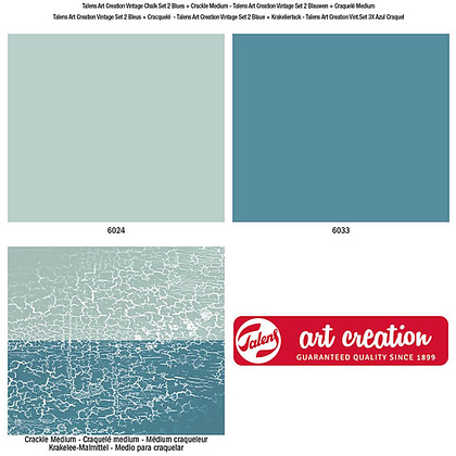 Набор красок декоративных "VINTAGE CHALK PAINT", 100 мл, синие оттенки + кракелюр - 2