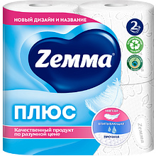 Бумага туалетная Zemma Плюс, 4 рулона, 2 слоя, белый