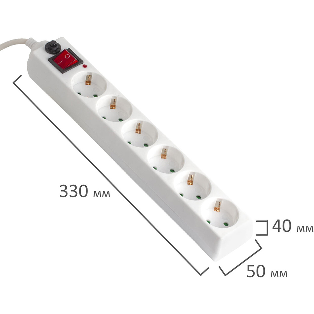 Сетевой фильтр 5м Sonnen U-365, 6 розеток, белый - 2