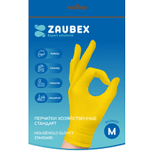 Перчатки латексные хозяйственные "Zaubex", р-р M, желтый