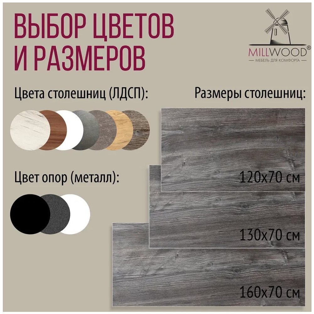 Стол письменный Millwood Лофт Сиэтл (ДТ-5), 1600х700 мм, сосна пасадена, белый - 10