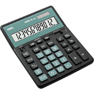Калькулятор настольный EM888A Deli, 12-разрядный, черный, пластик, зеленый 