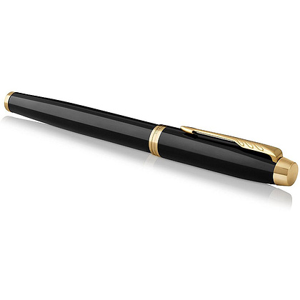 Ручка-роллер Parker "IM Black Lacquer GT", 0.5 мм, черный, золотистый, стерж. черный - 4