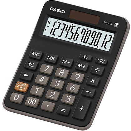 Калькулятор настольный Casio "MX-12B", 12-разрядный, черный