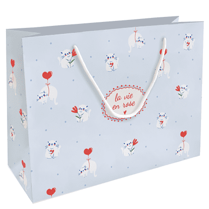 Пакет бумажный подарочный "Love", 36х26х12 см, голубой